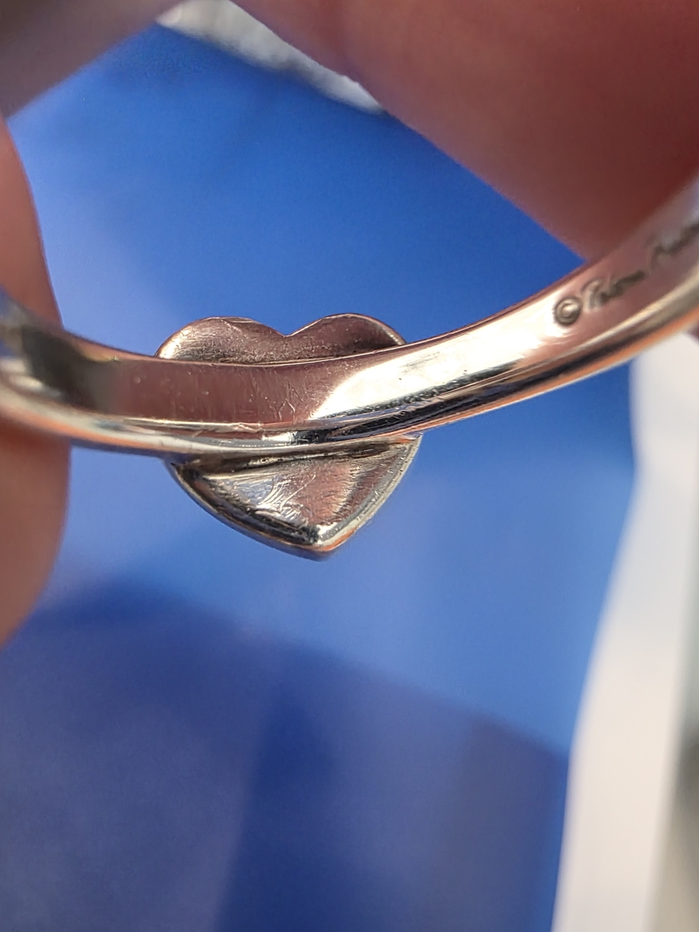 Tiffany & Co. Silver Heart Signet Ring with Center Diamond - Picture 6 of 7